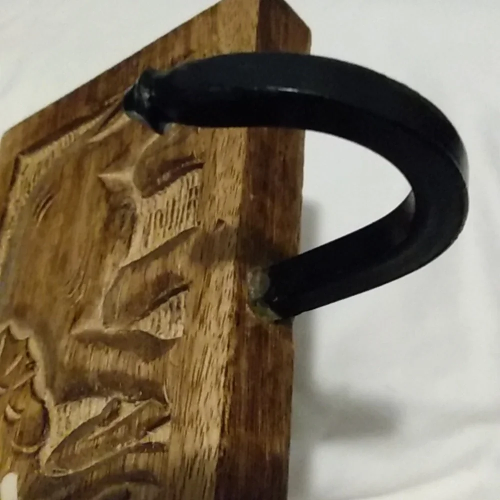 Wooden Elephant wall hanger with metal hook